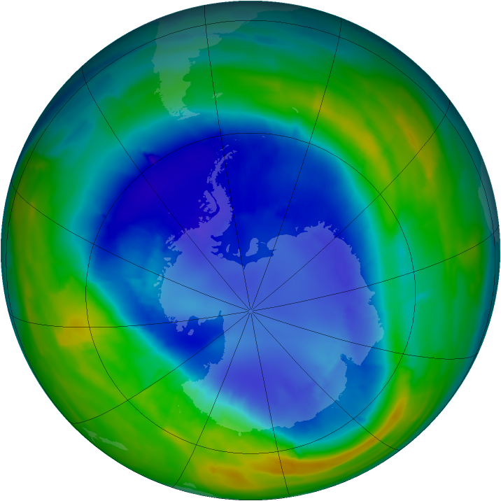 Antarctic ozone map for 01 September 2013
